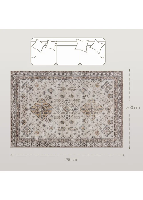 HOMCOM Flannel Non-Slip Washable Rug for Living Room, 290 x 200 cm - One Size Image 3