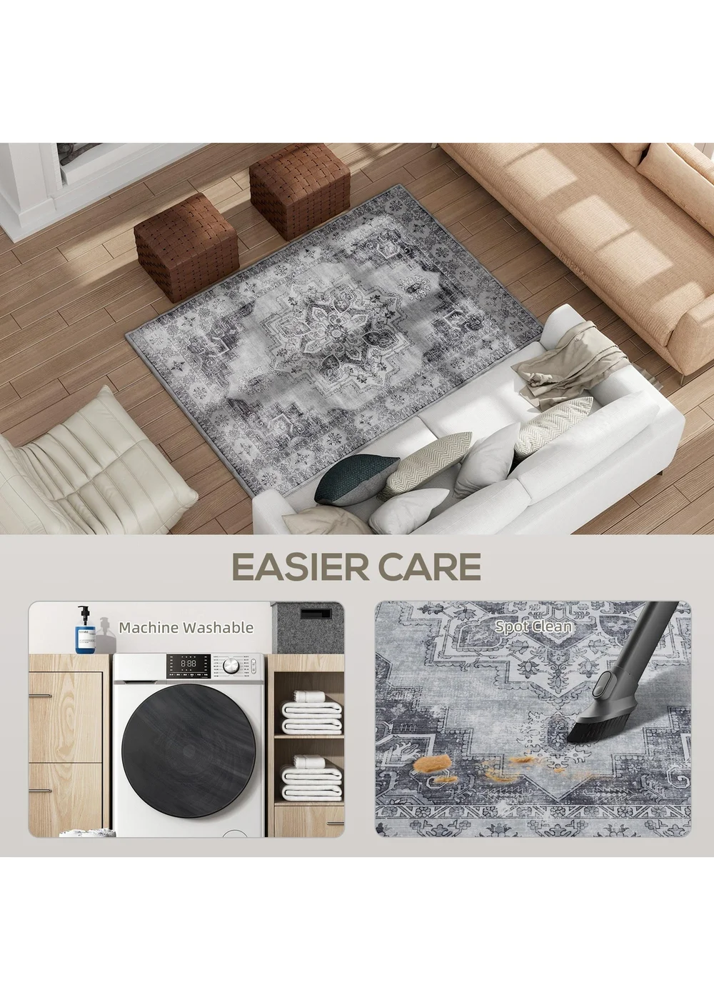 HOMCOM Flannel Non-Slip Washable Rug for Living Room, 170 x 120 cm - One Size Image 5