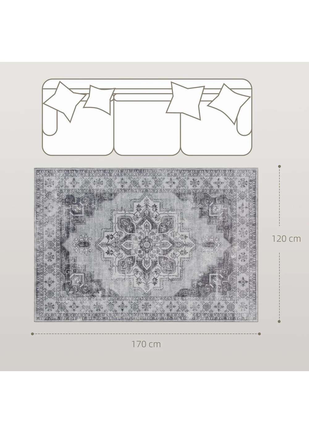 HOMCOM Flannel Non-Slip Washable Rug for Living Room, 170 x 120 cm - One Size Image 3