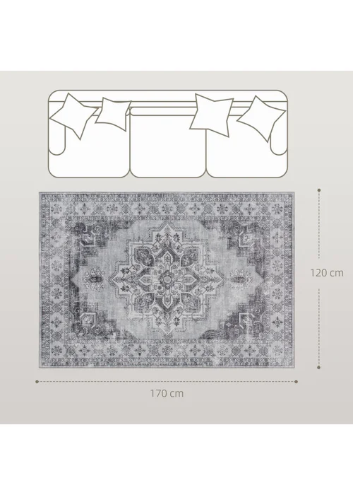 HOMCOM Flannel Non-Slip Washable Rug for Living Room, 170 x 120 cm - One Size Image 3