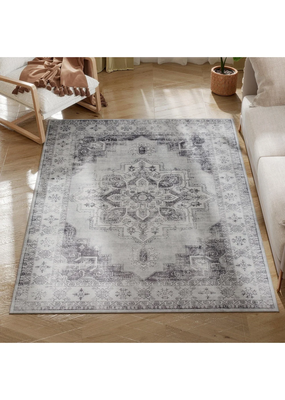 HOMCOM Flannel Non-Slip Washable Rug for Living Room, 170 x 120 cm - One Size Image 1