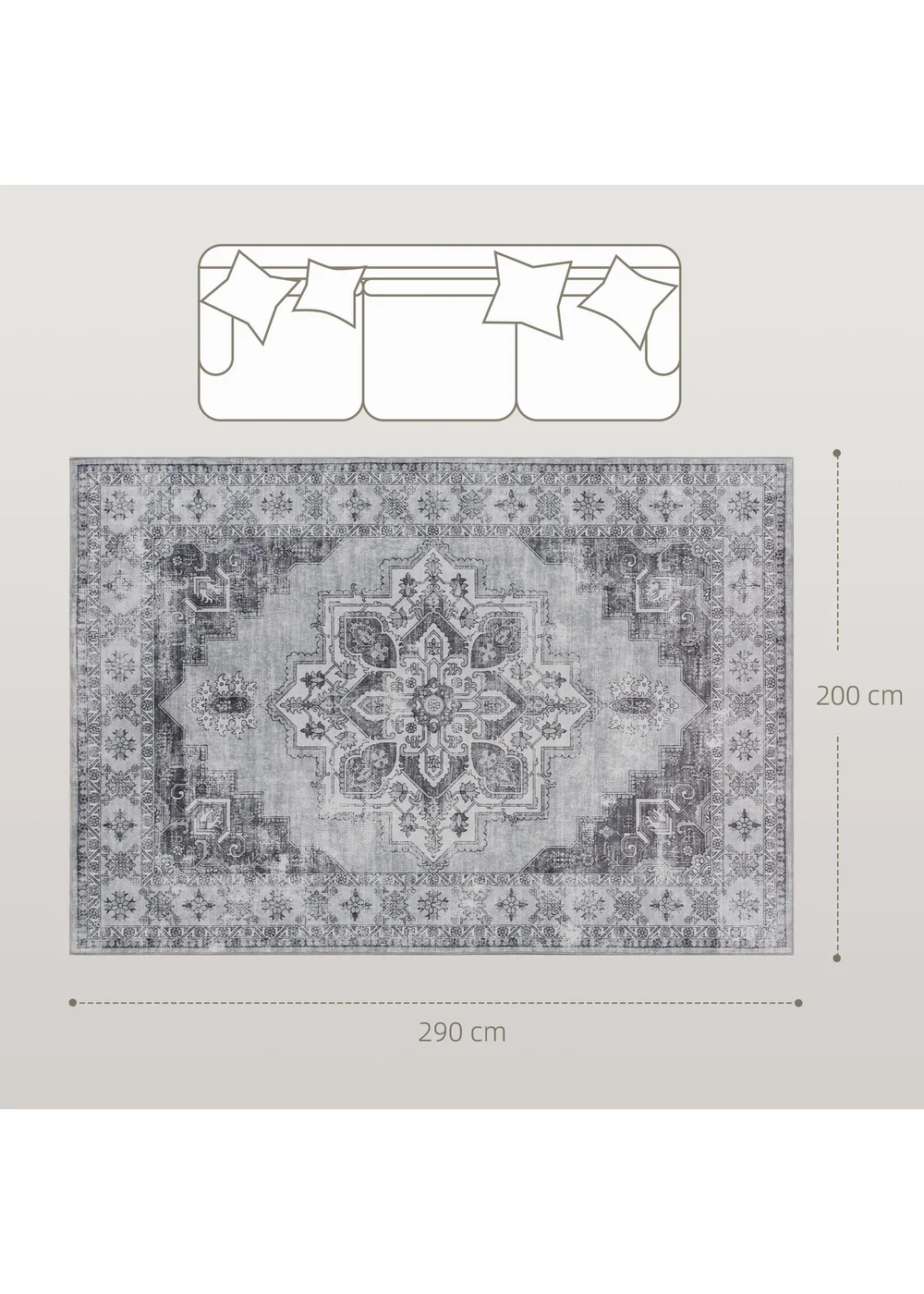 HOMCOM Flannel Non-Slip Washable Rug for Living Room, 290 x 200 cm - One Size Image 3