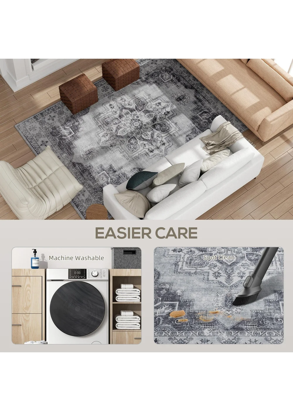 HOMCOM Flannel Non-Slip Washable Rug for Living Room, 290 x 200 cm - One Size Image 5