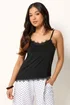 PixieGirl Petite Black Lace Trim Asymmetric Vest Top - 10 Image 2