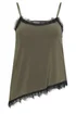 PixieGirl Petite Khaki Green Lace Trim Asymmetric Vest Top - 12 Image 5