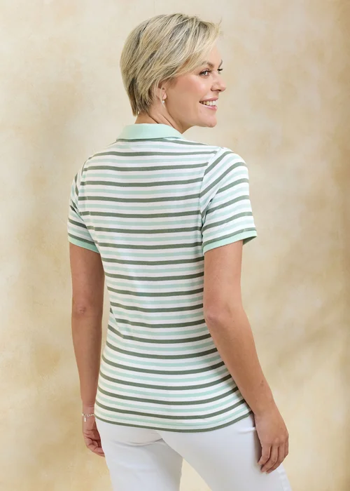 Cotton Traders Iced Mint Wrinkle Free Short Sleeve Stripe Polo - 12 Image 3