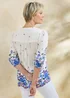 Cotton Traders Bluebell 3/4 Sleeve V-Neck Printed Crinkle Top - 12 Image 2