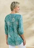 Cotton Traders Mint Green 3/4 Sleeve V-Neck Printed Crinkle Top - 22 Image 3