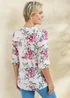 Cotton Traders Light Orchid 3/4 Sleeve V-Neck Printed Crinkle Top - 12 Image 3