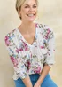 Cotton Traders Light Orchid 3/4 Sleeve V-Neck Printed Crinkle Top - 12 Image 1