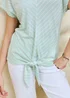 Cotton Traders Iced Mint Tie Front Stripe Jersey Top - 18 Image 4