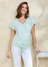 Cotton Traders Iced Mint Tie Front Stripe Jersey Top - 18 Image 2