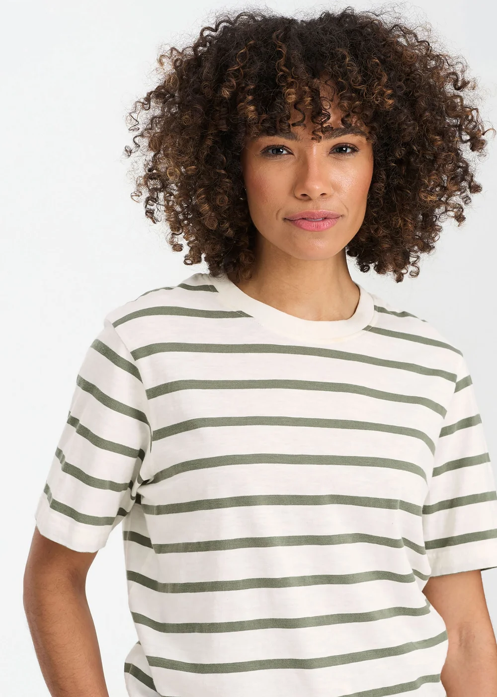 Cotton Traders Green Dusk Stripe Crew Neck T-Shirt - M Image 3
