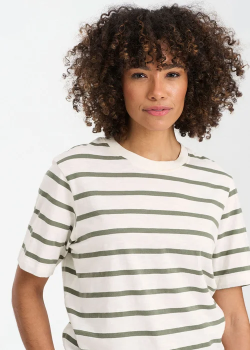 Cotton Traders Green Dusk Stripe Crew Neck T-Shirt - M Image 3