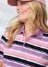 Cotton Traders Lavender Short Sleeve Stripe Polo - S Image 3