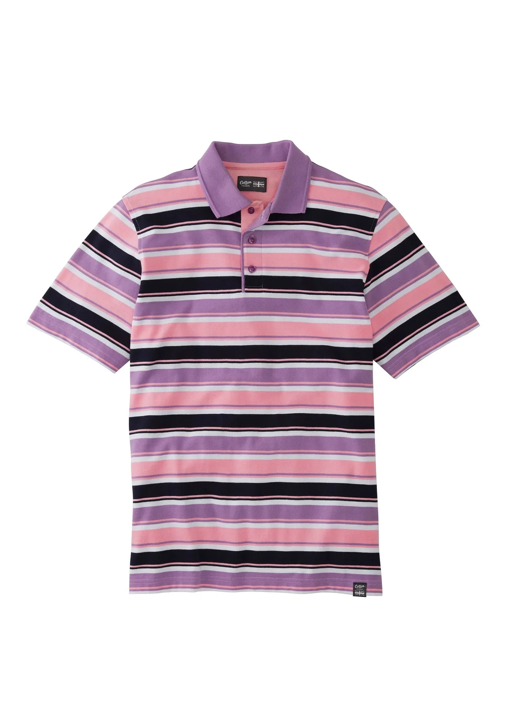 Cotton Traders Lavender Short Sleeve Stripe Polo - S Image 4