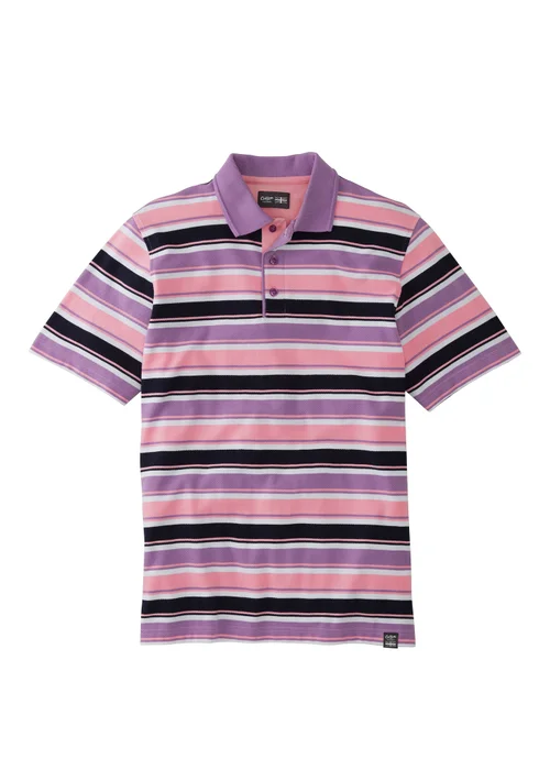 Cotton Traders Lavender Short Sleeve Stripe Polo - S Image 4