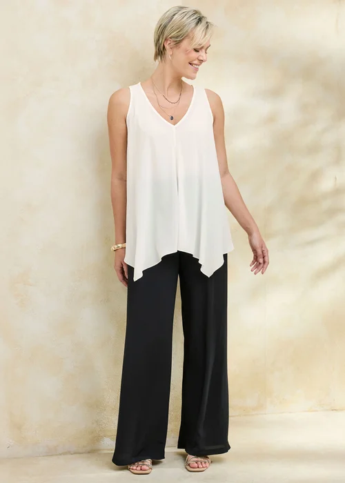 Cotton Traders Ivory Sleeveless Drapey Top - 18-20 Image 1