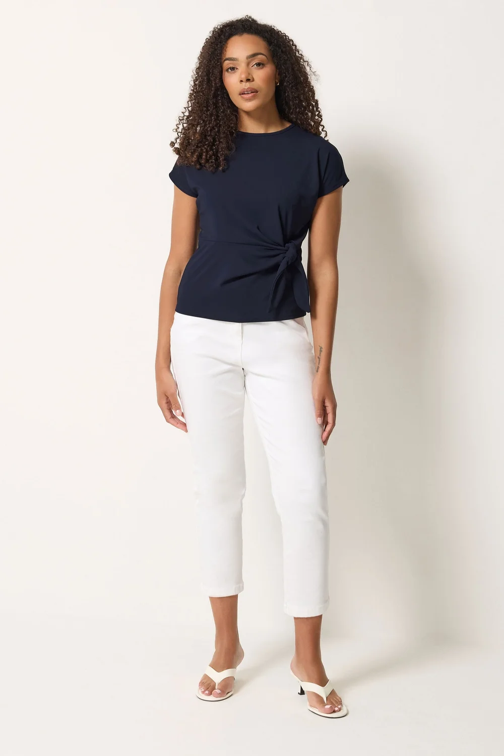M&Co Navy Blue Tie Waist Top - 18 Image 2