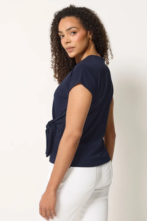 M&Co Navy Blue Tie Waist Top - 18 Image 3