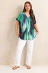 Evans Curve Navy Blue & Teal Green Blurred Top - 18 Image 2