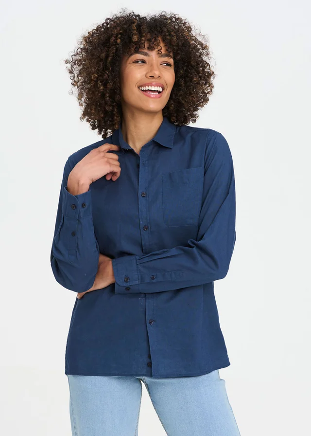 Cotton Traders Admiral Long Sleeve Linen Blend Shirt