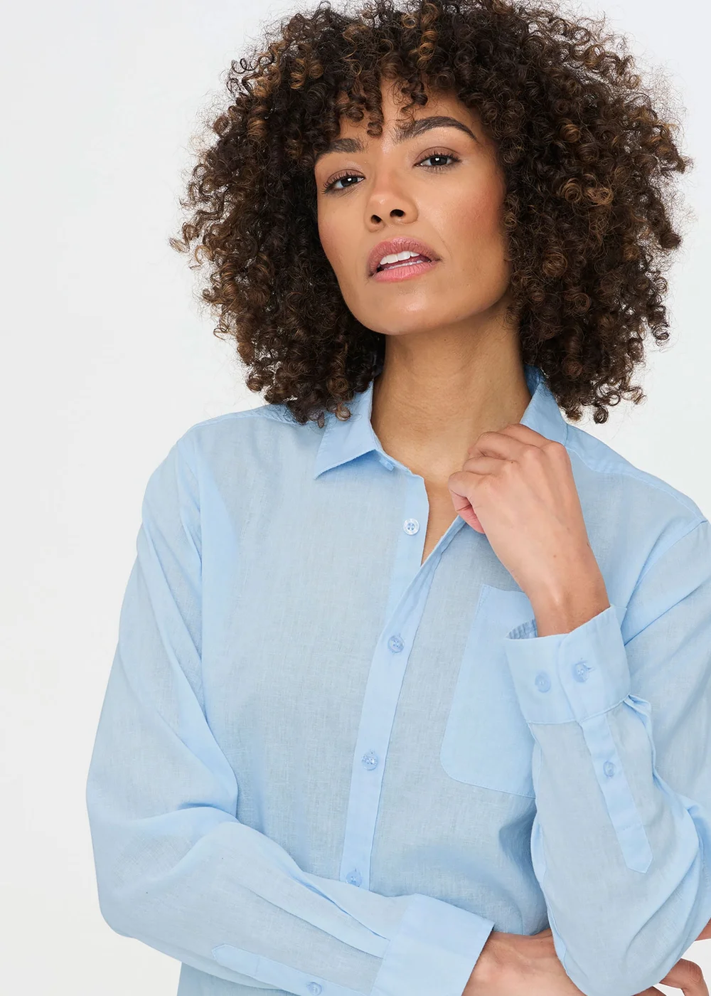 Cotton Traders Soft Sky Long Sleeve Linen Blend Shirt - M Image 3