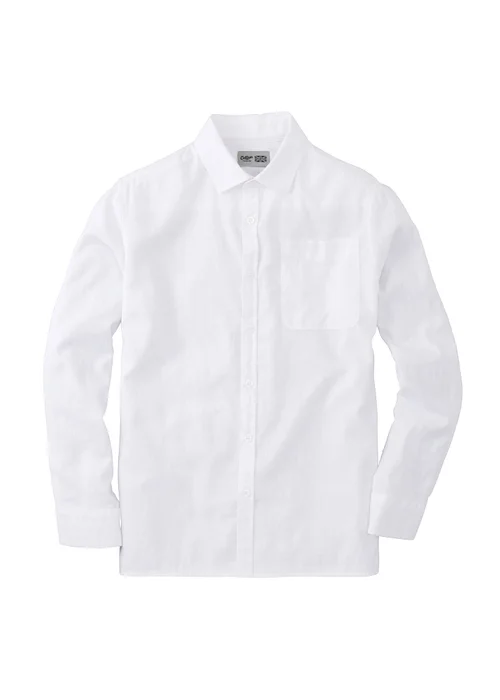 Cotton Traders White Long Sleeve Linen Blend Shirt - 2XL Image 4