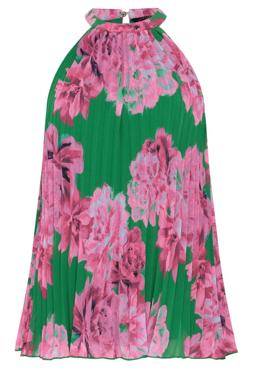 Star By Julien Macdonald Green Floral Pleated Halterneck Top - 14 Image 5