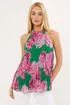 Star By Julien Macdonald Green Floral Pleated Halterneck Top - 14 Image 1