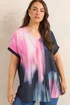 Evans Curve Navy Blue & Pink Blurred Top - 20 Image 1
