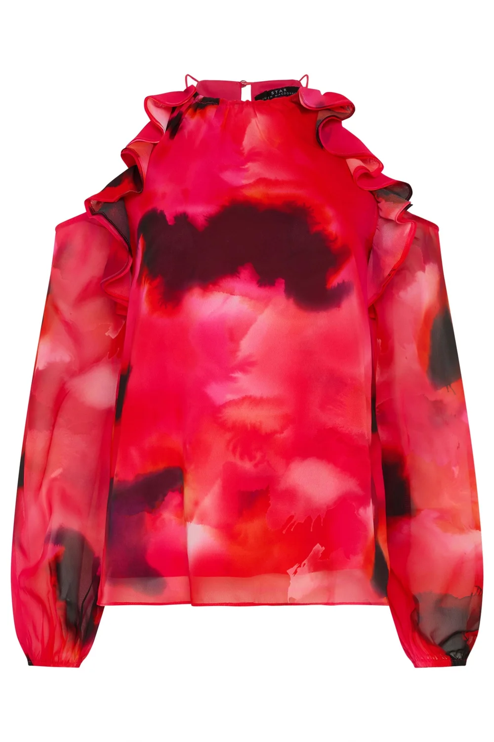 Star By Julien Macdonald Red Blurred Floral Cold Shoulder Top - 22 Image 5