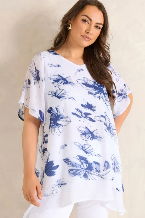 Evans Curve Navy Blue Double Layer Angel Top - 20 Image 1