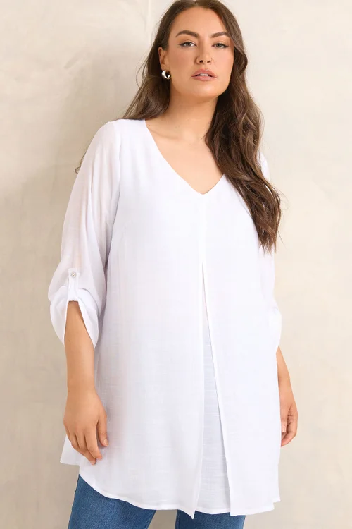 Evans Curve White Double Layer Blouse - 22-24 Image 1