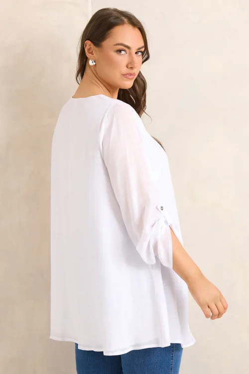 Evans Curve White Double Layer Blouse - 22-24 Image 3