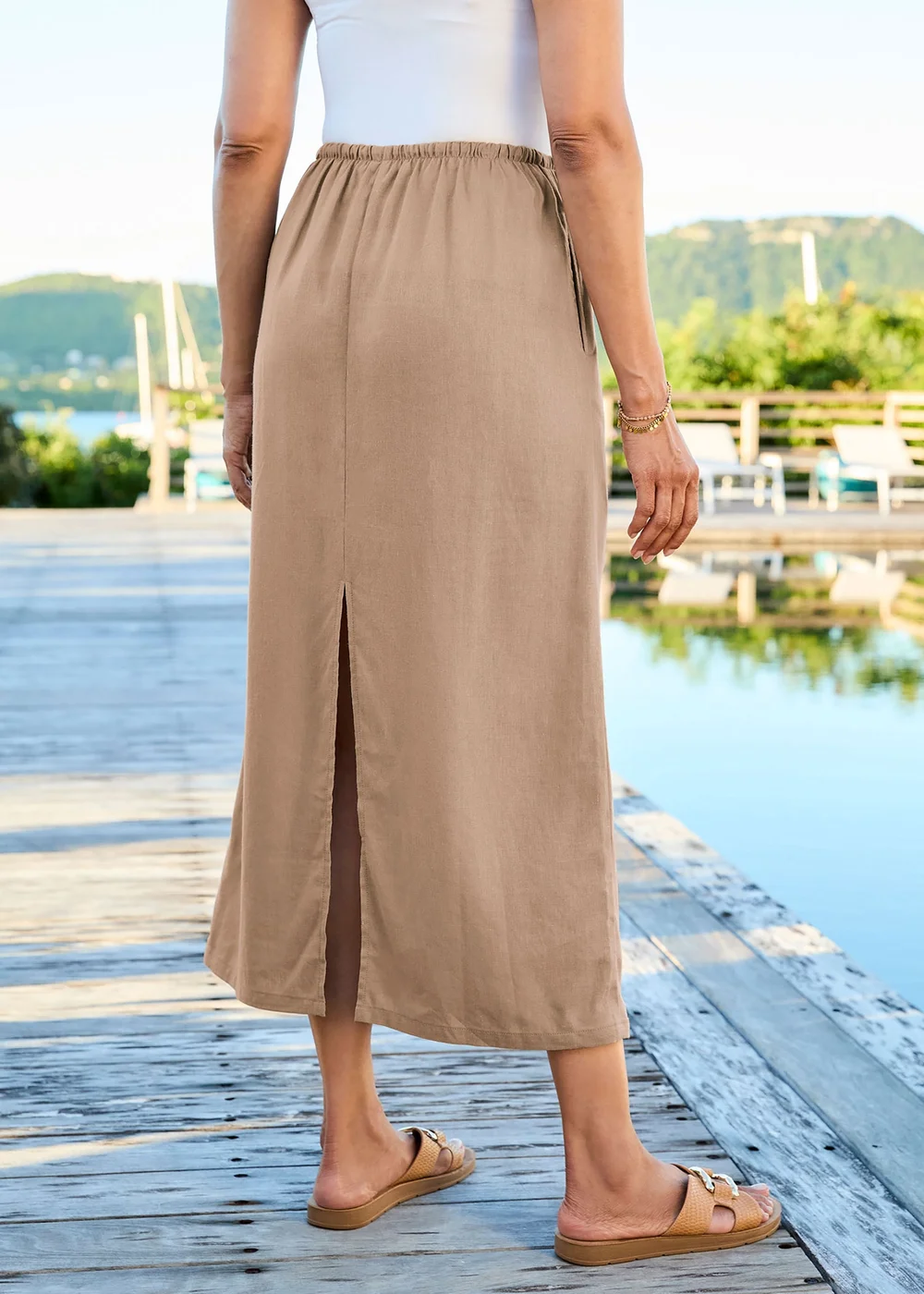 Cotton Traders Biscuit Pull-On Linen Blend Maxi Skirt - 14 Image 3