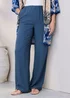 Cotton Traders Light Blue Steel Blue Viscose Linen Blend Trousers - 26/L29 Image 1