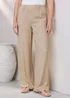 Cotton Traders Natural Natural Viscose Linen Blend Trousers - 10/L29 Image 2