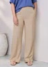 Cotton Traders Natural Natural Viscose Linen Blend Trousers - 10/L29 Image 1