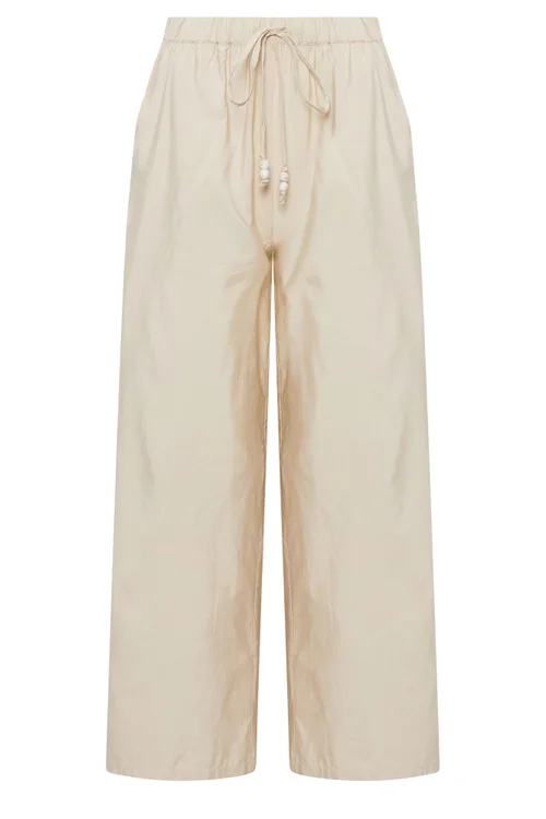 PixieGirl Petite Ivory White Beaded Wide Leg Trousers - 8/L27 Image 5