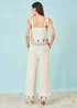 Yumi Ivory Linen Mix Embroirdered Trousers - 18 Image 2
