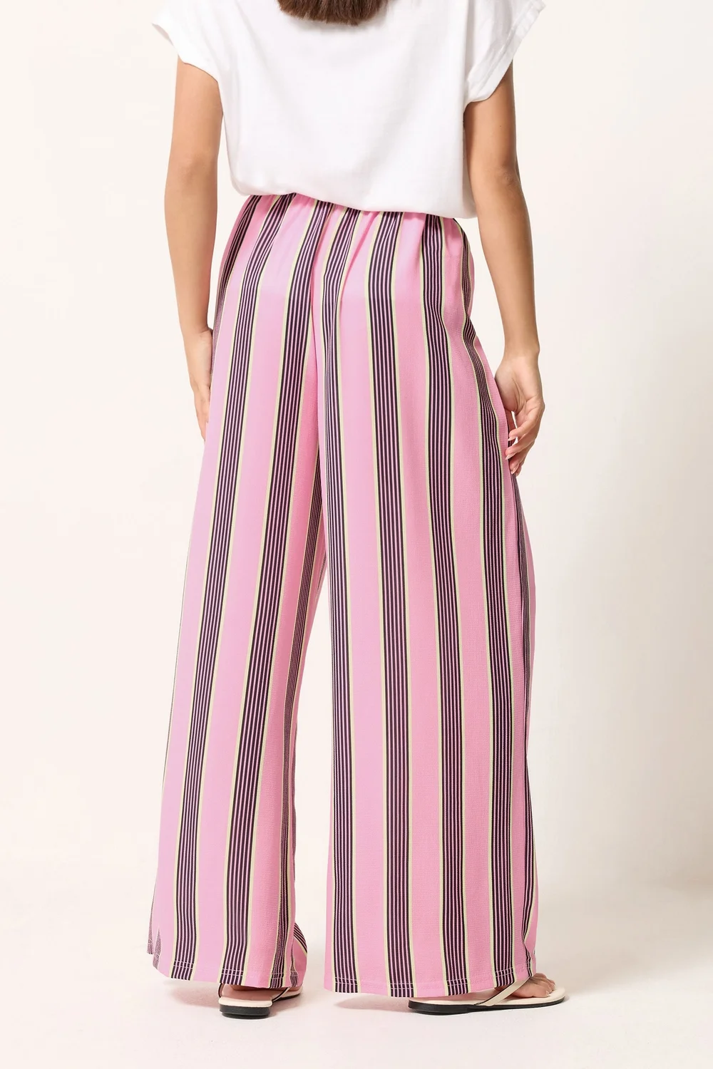 PixieGirl Petite Pink Striped Wide Leg Trousers - 14/L27 Image 3