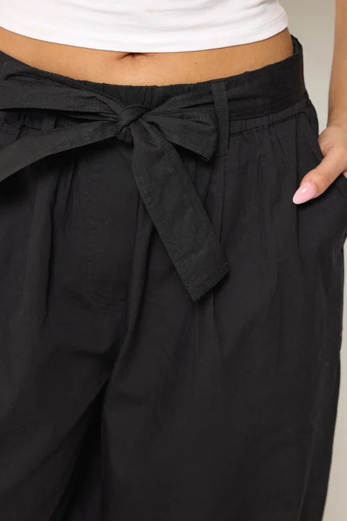 PixieGirl Petite Black Poplin Barrel Trousers - 10/L27 Image 4