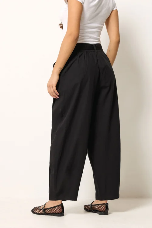 PixieGirl Petite Black Poplin Barrel Trousers - 10/L27 Image 3
