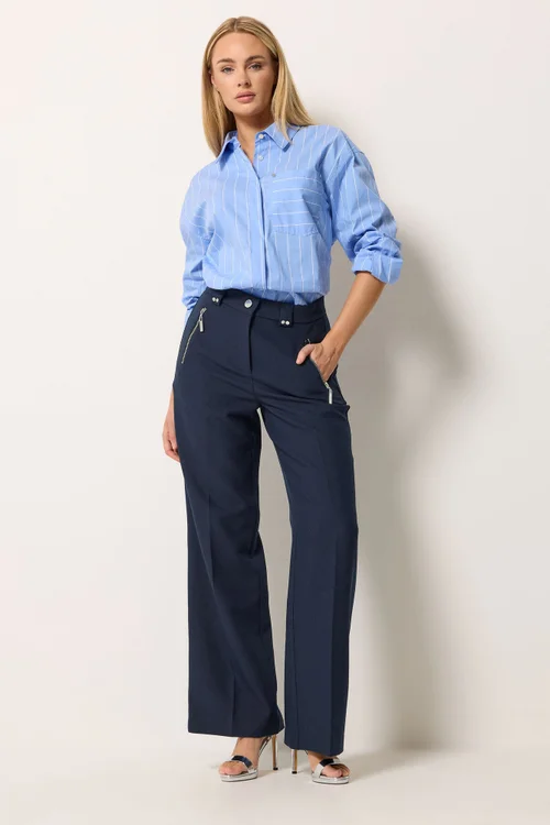 Star By Julien Macdonald Navy Blue Tailored Wide Leg Trousers - 16 Image 1