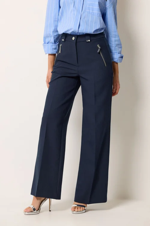 Star By Julien Macdonald Navy Blue Tailored Wide Leg Trousers - 16 Image 2