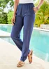Cotton Traders Vintage Blue Pull On Tapered Leg Trousers - 18/l27 Image 1