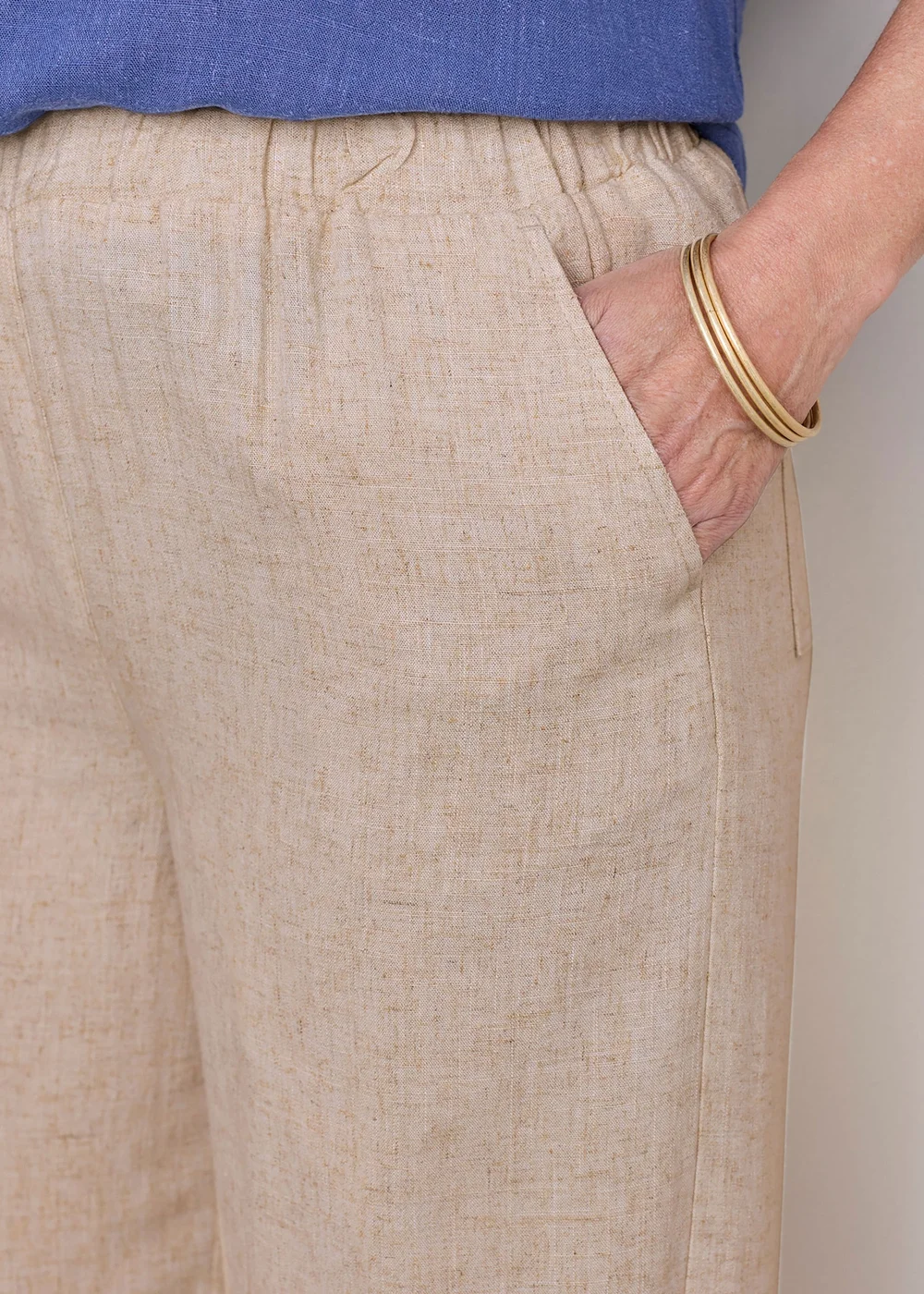 Cotton Traders Natural Viscose Linen Blend Trousers - 14/L27 Image 4