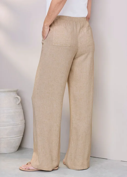 Cotton Traders Natural Viscose Linen Blend Trousers - 14/L27 Image 3