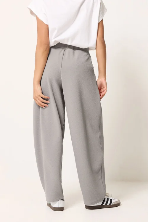 PixieGirl Petite Grey Crinkle Barrel Leg Trousers - 16 Image 3